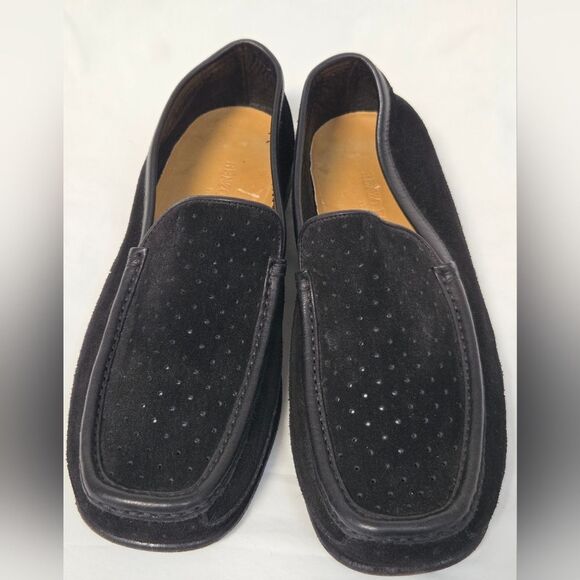Renzo Favero Mens Black Perforated Suede Loafers 8.5 main image 9